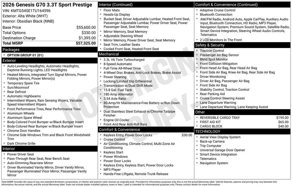 New 2026 Genesis G70 3.3T Sport Prestige image 5