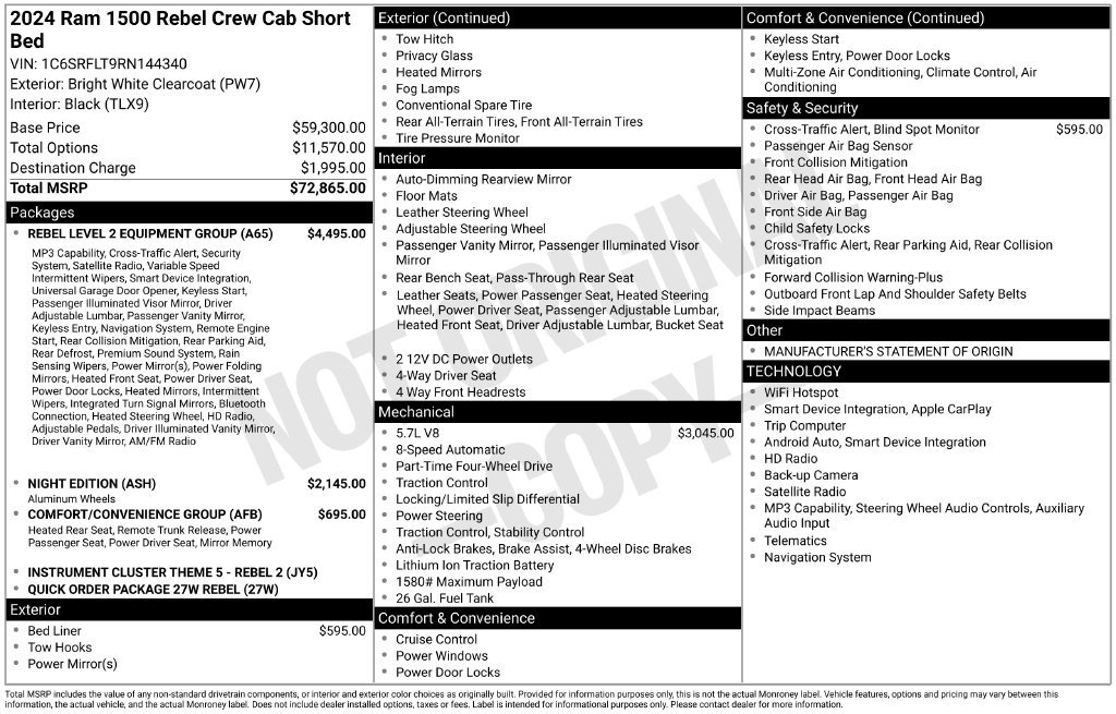 Used 2024 RAM 1500 Rebel w/ Rebel Level 2 Equipment Group AWD/4WD image 3