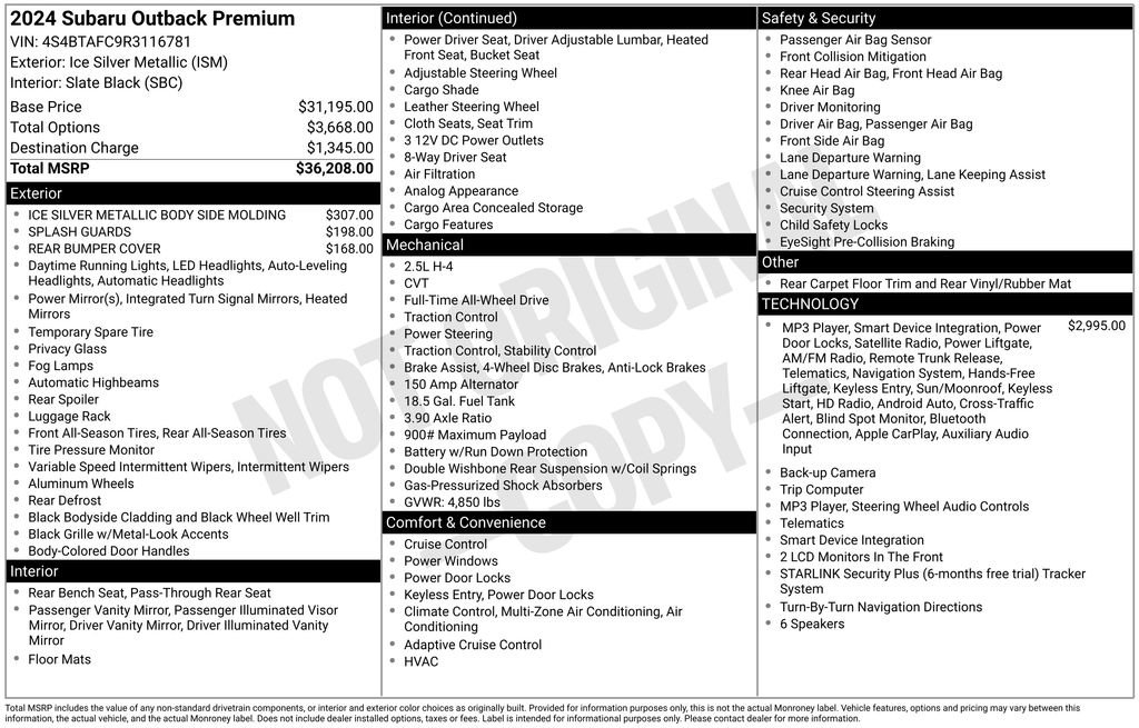 Certified 2024 Subaru Outback Premium AWD/4WD image 8