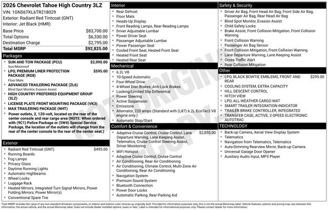 New 2026 Chevrolet Tahoe High Country w/ Sun And Tow Package image 18