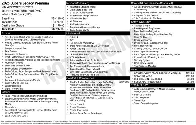 New 2025 Subaru Legacy Premium image 29