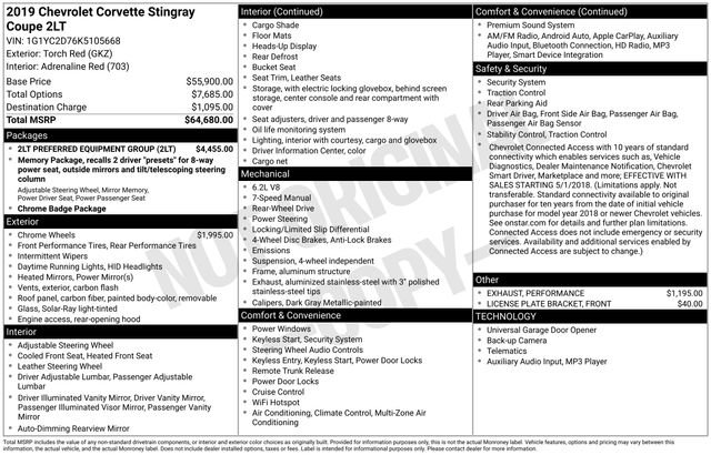 Used 2019 Chevrolet Corvette Stingray Coupe w/ 2LT Preferred Equipment Group image 15