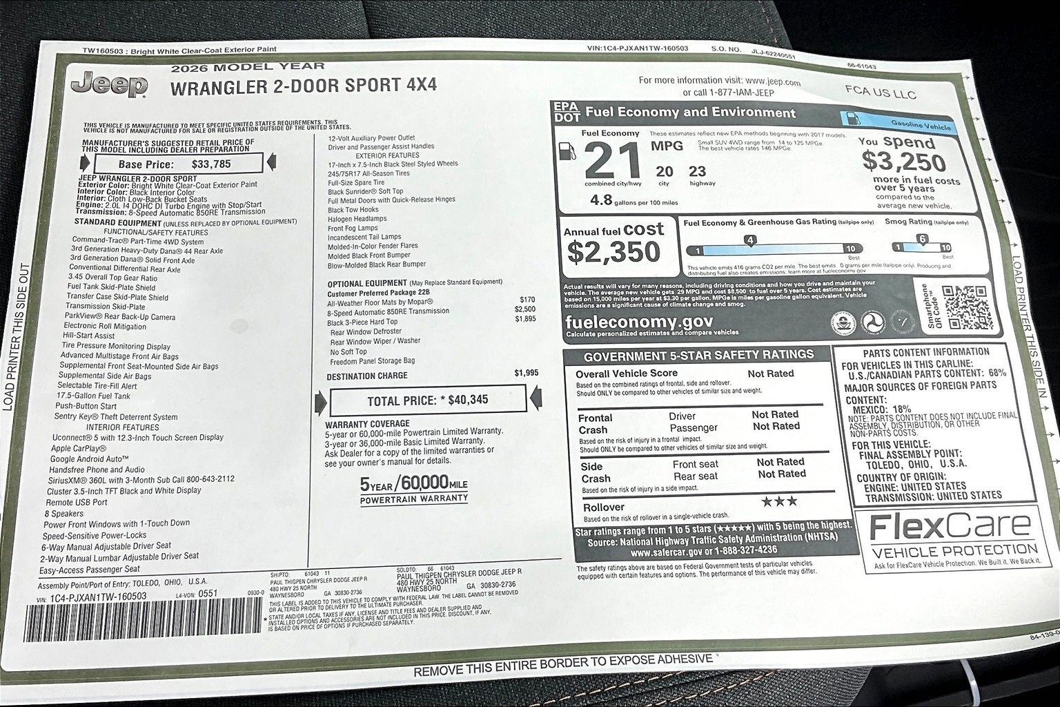 New 2026 Jeep Wrangler Sport image 12