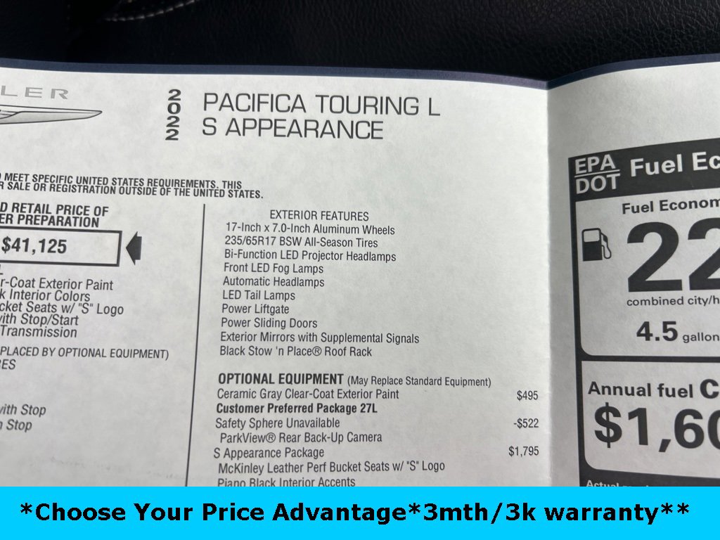 Certified 2022 Chrysler Pacifica Touring-L w/ S Appearance Package image 38