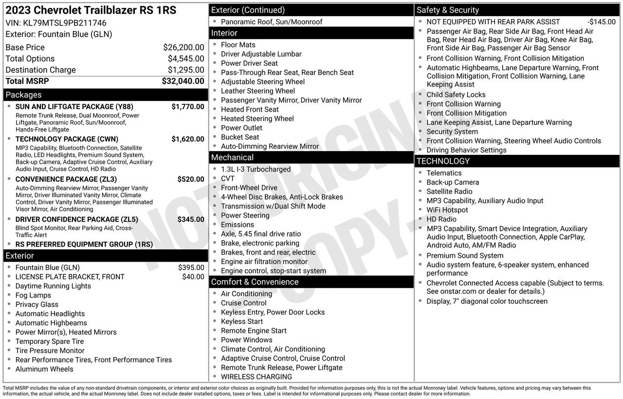 Used 2023 Chevrolet TrailBlazer RS w/ Sun and Liftgate Package FWD image 5