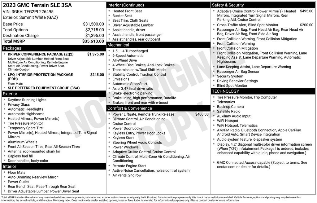 Certified 2023 GMC Terrain SLE w/ Driver Convenience Package AWD/4WD image 32