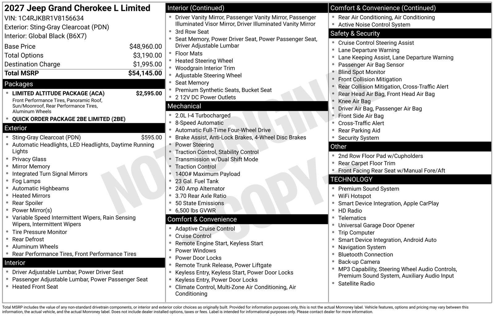 New 2027 Jeep Grand Cherokee L Limited w/ Limited Altitude Package AWD/4WD image 26