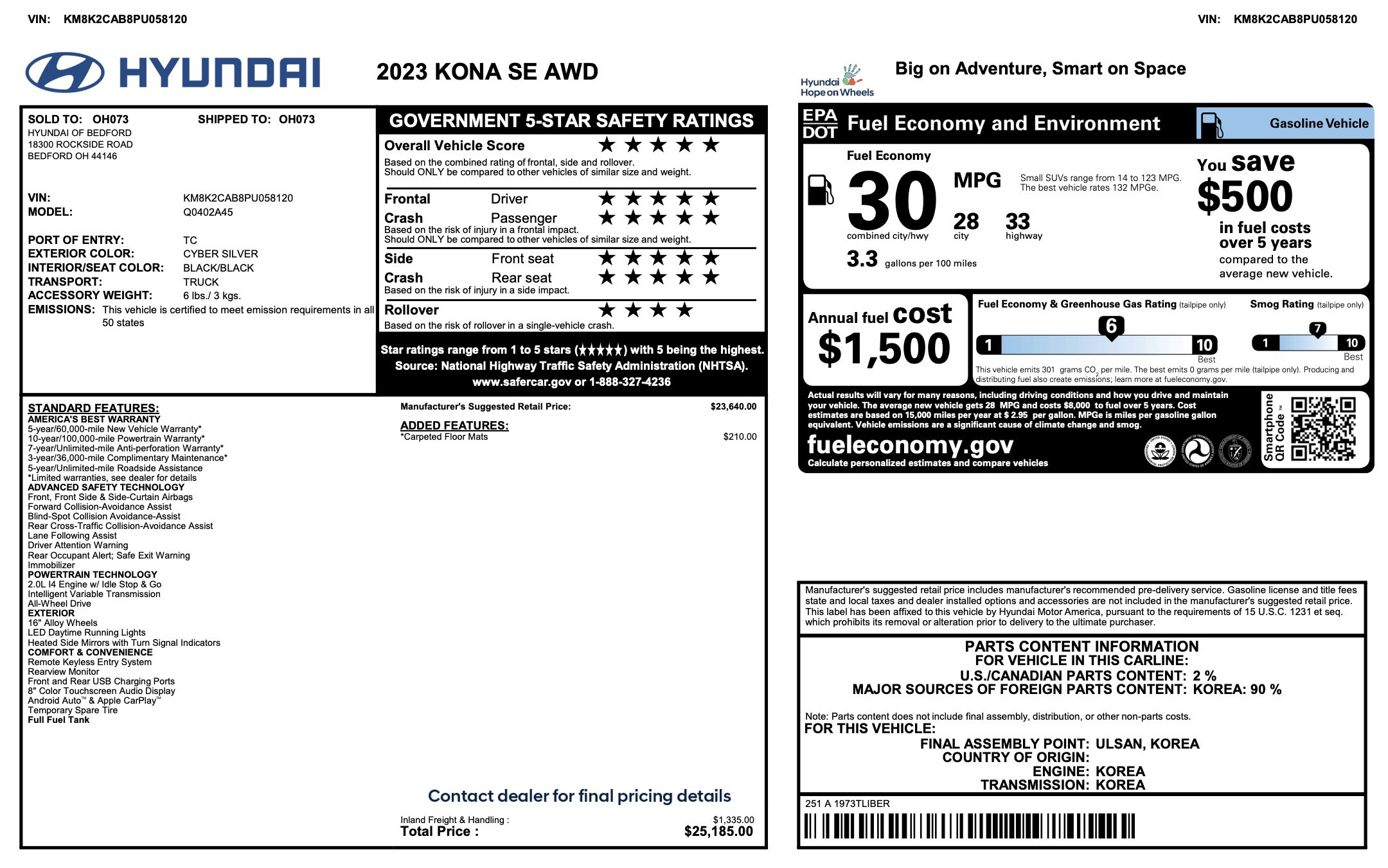 Used 2023 Hyundai Kona SE image 3