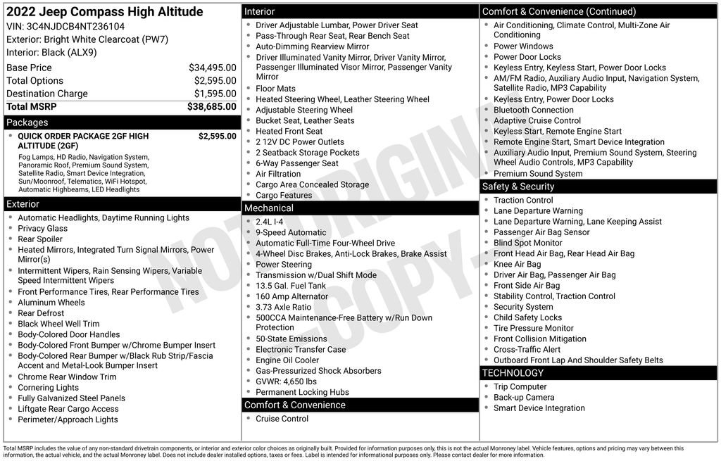 Certified 2022 Jeep Compass High Altitude AWD/4WD image 41