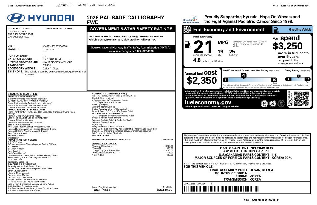 Used 2026 Hyundai Palisade Calligraphy FWD image 6