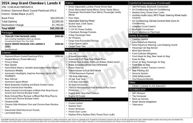 New 2024 Jeep Grand Cherokee L Laredo w/ Trailer Tow Package AWD/4WD image 5