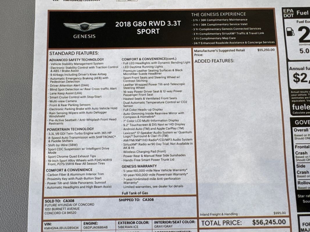 Used 2018 Genesis G80 3.3T Sport image 67