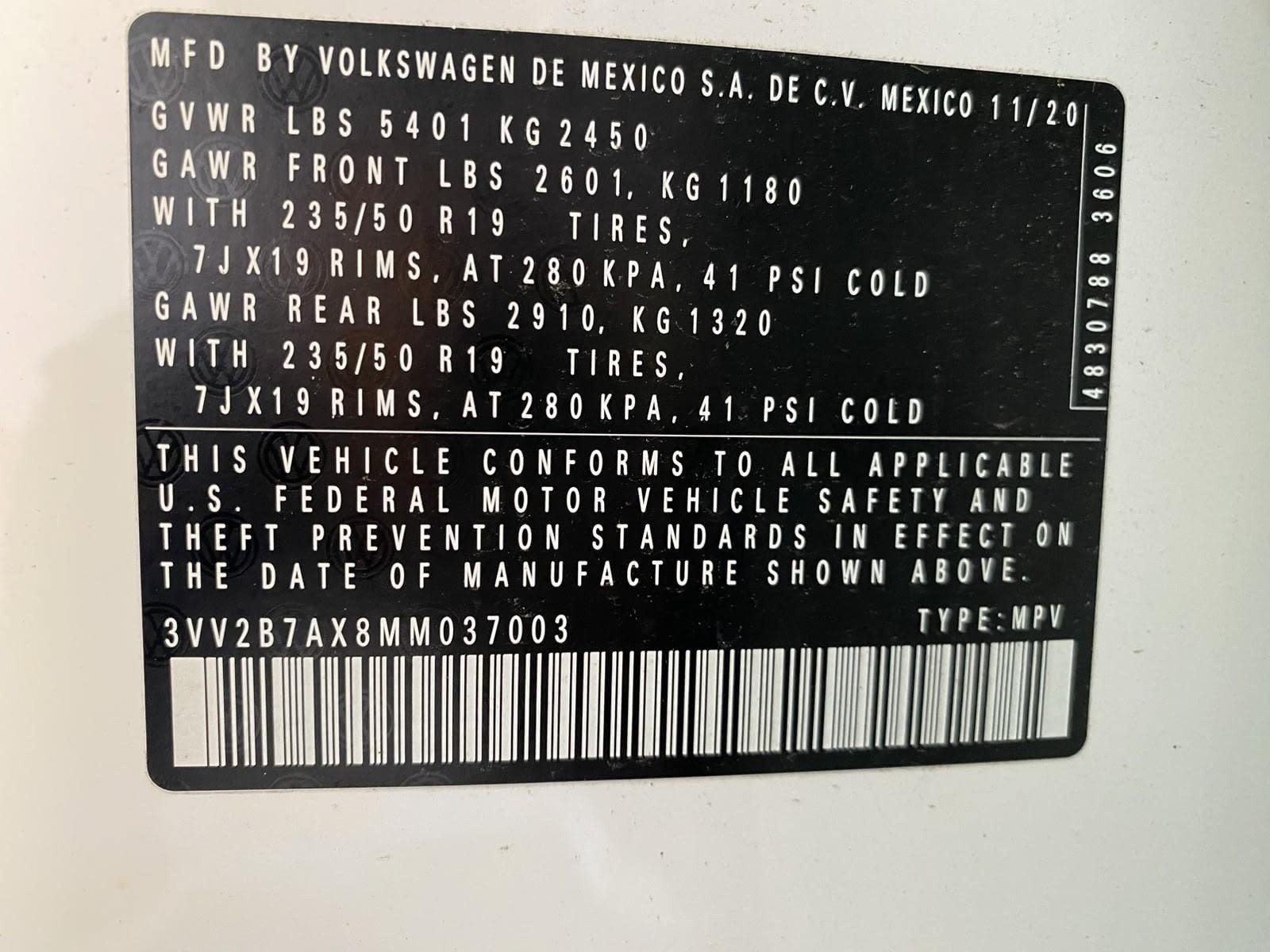 Used 2021 Volkswagen Tiguan SEL w/ 3rd Row Seat Package AWD/4WD image 32