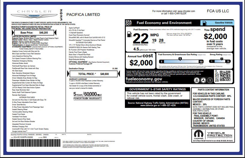 Used 2023 Chrysler Pacifica Limited image 4