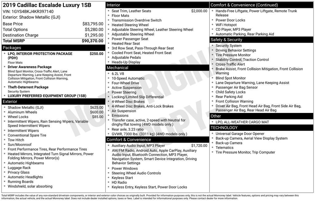 Used 2019 Cadillac Escalade Luxury image 10