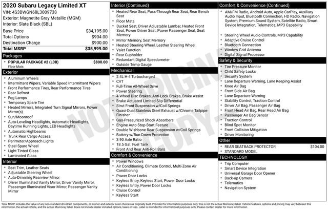 Used 2020 Subaru Legacy Limited XT w/ Popular Package #2 image 21