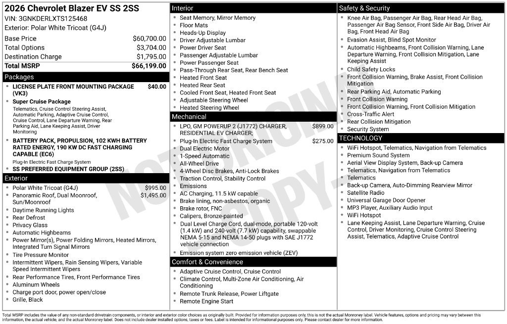 New 2026 Chevrolet Blazer EV SS AWD/4WD image 35