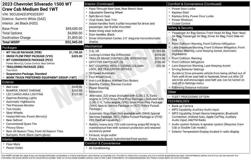 Used 2023 Chevrolet Silverado 1500 W/T w/ WT Value Package AWD/4WD image 54