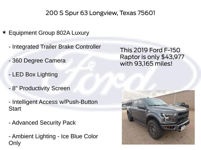 Used 2019 Ford F150 Raptor w/ Equipment Group 802A Luxury image 15