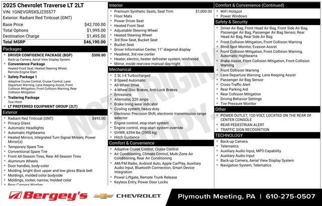 Certified 2025 Chevrolet Traverse LT w/ Driver Confidence Package image 14