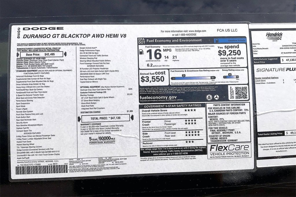 New 2026 Dodge Durango GT w/ Blacktop Package image 14