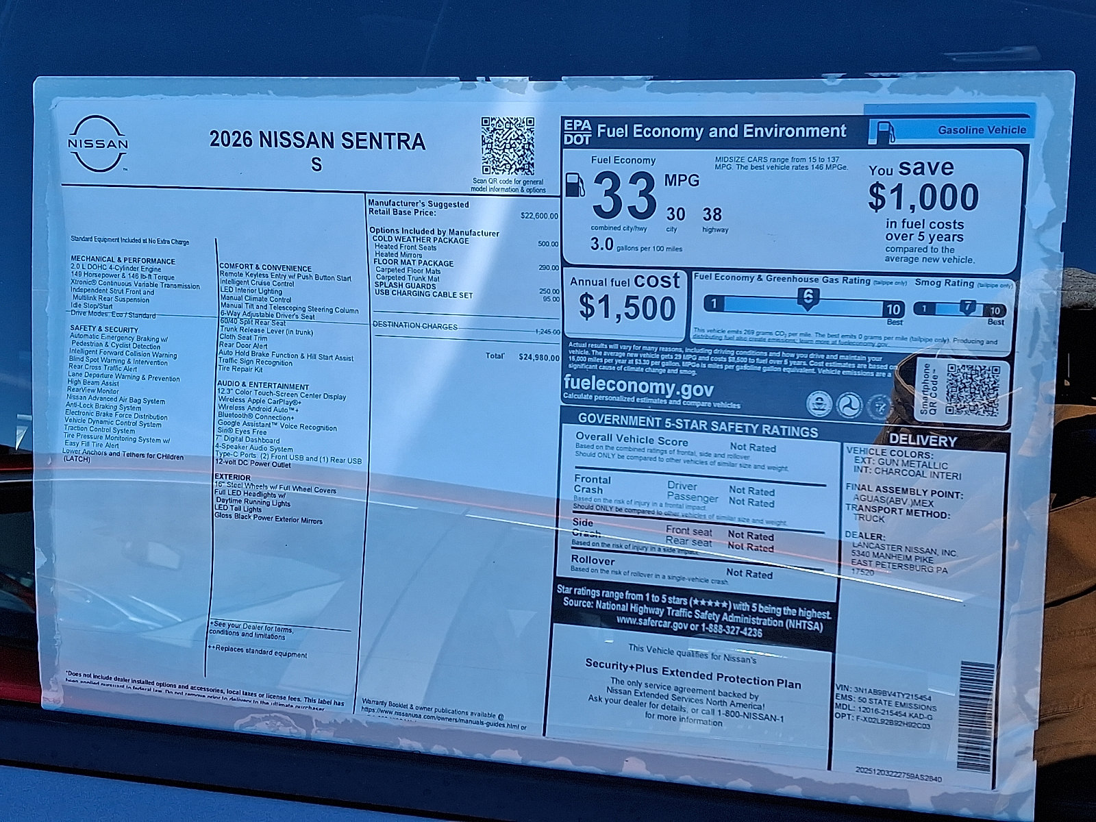 New 2026 Nissan Sentra S w/ S Cold Weather Package image 6