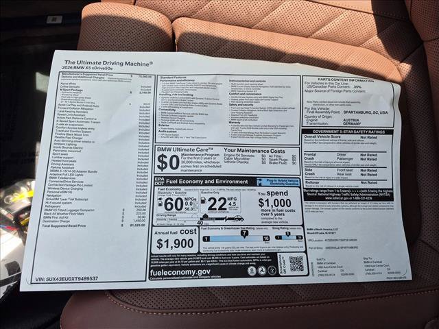 New 2026 BMW X5 xDrive50e w/ M Sport Package AWD/4WD image 17