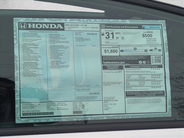 New 2026 Honda Accord SE image 17