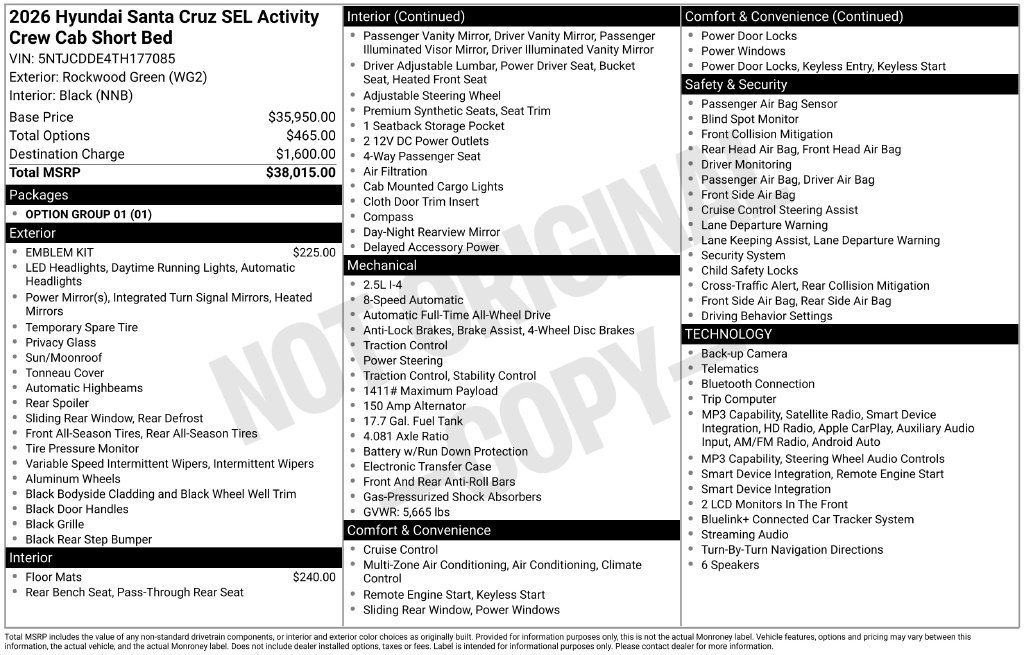 New 2026 Hyundai Santa Cruz SEL AWD/4WD image 17