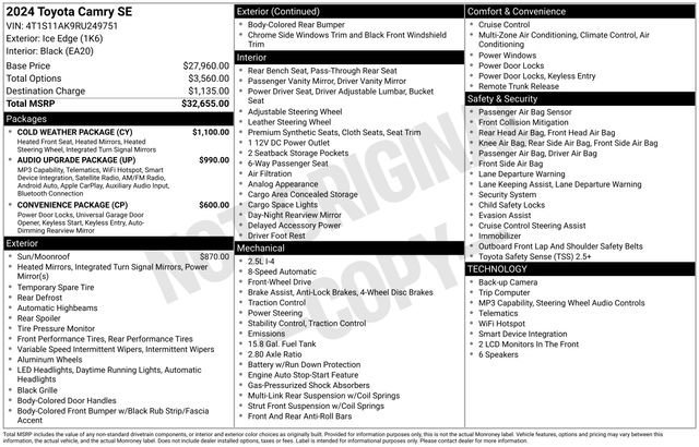 Used 2024 Toyota Camry SE w/ Cold Weather Package FWD image 2