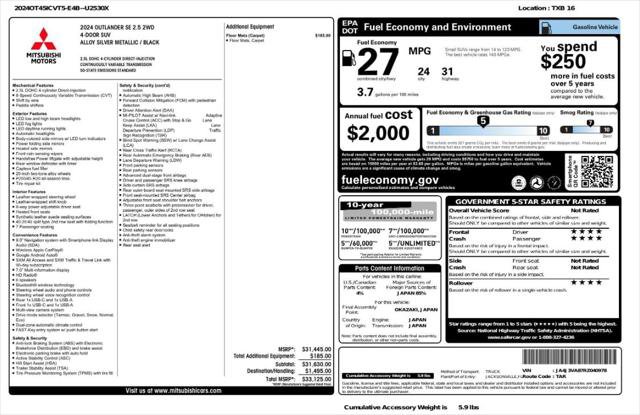 Used 2024 Mitsubishi Outlander SE image 4
