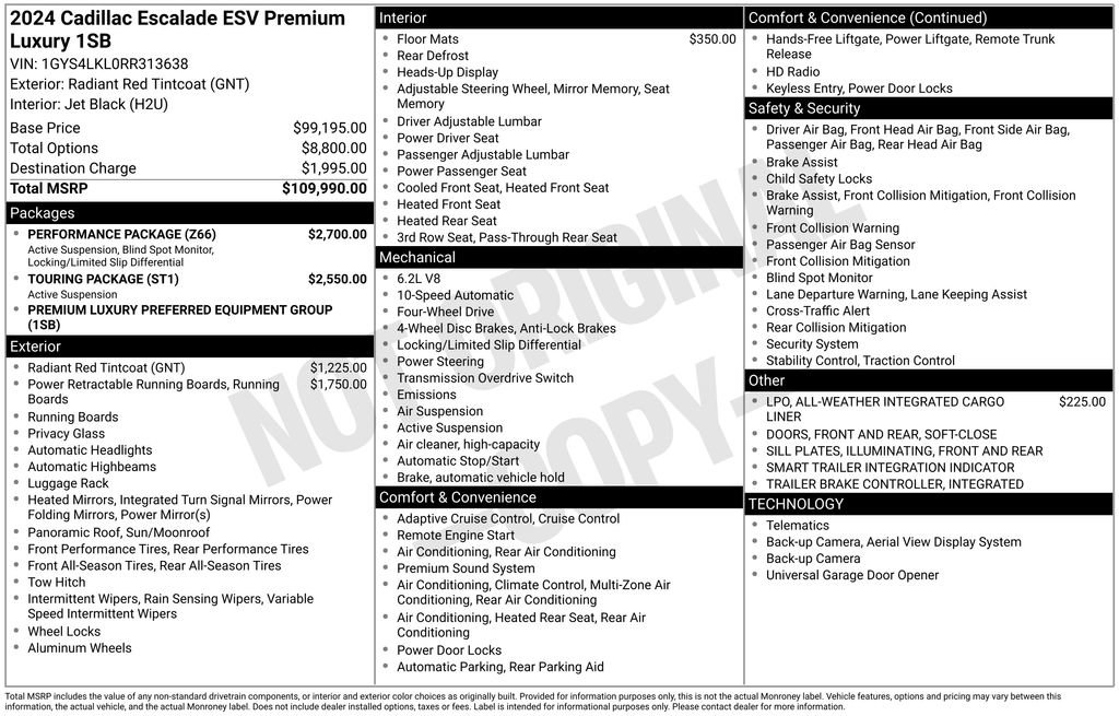 Used 2024 Cadillac Escalade ESV Premium Luxury w/ Performance Package AWD/4WD image 61