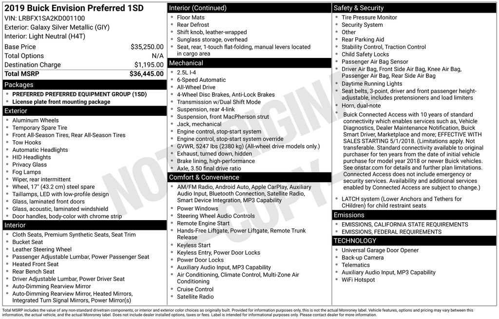 Used 2019 Buick Envision Preferred image 26