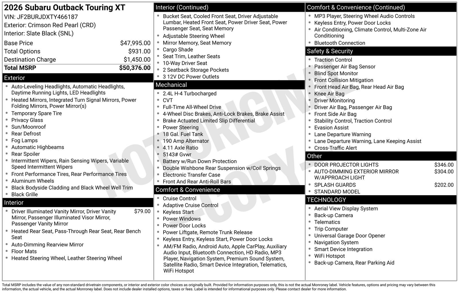 New 2026 Subaru Outback Touring XT AWD/4WD image 4