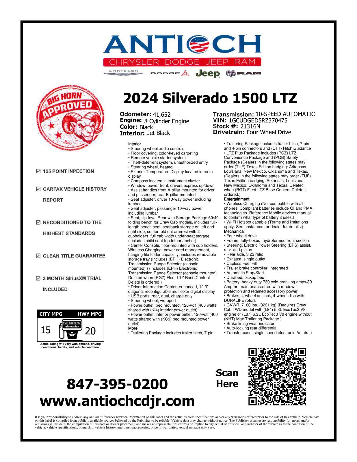 Used 2024 Chevrolet Silverado 1500 LTZ w/ Technology Package AWD/4WD image 2