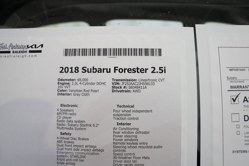 Used 2018 Subaru Forester 2.5i image 18
