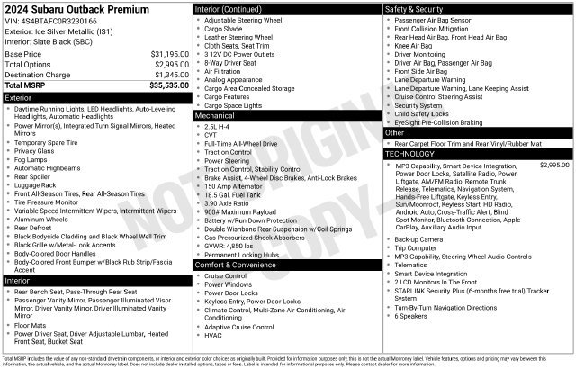 Certified 2024 Subaru Outback Premium AWD/4WD image 3