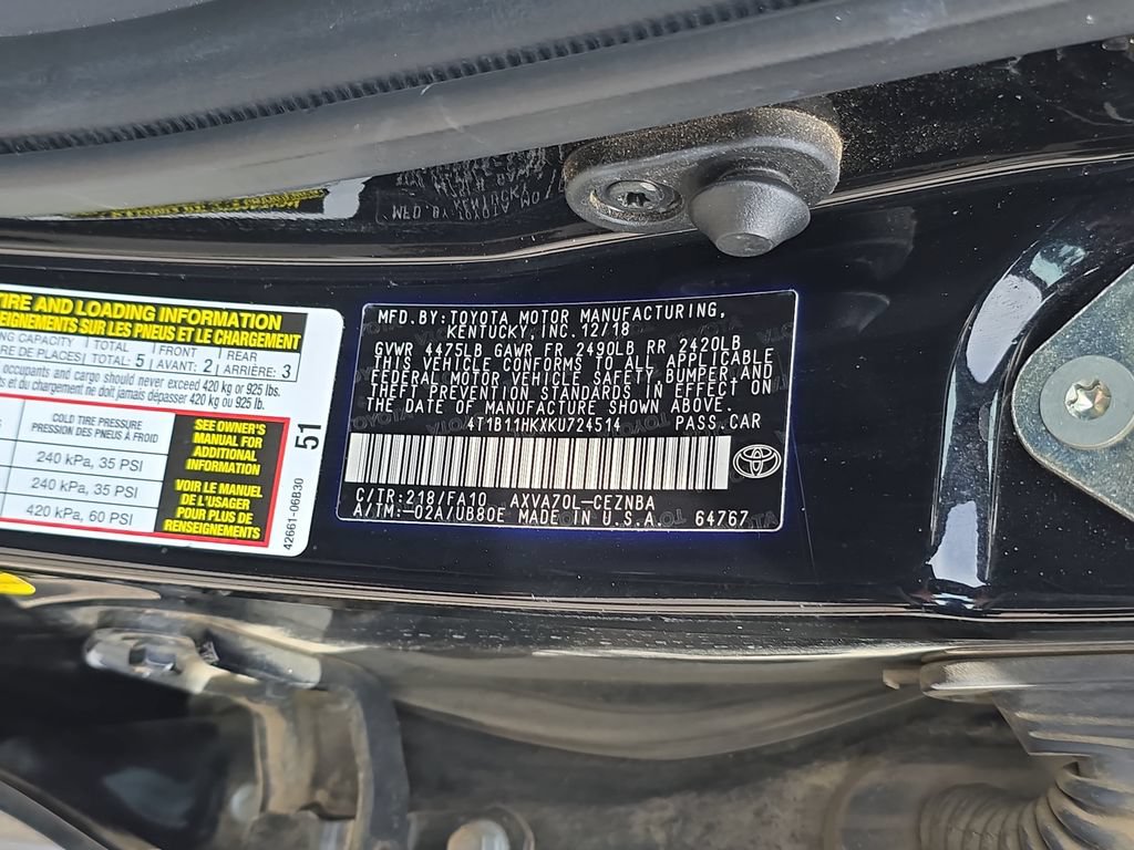 Certified 2019 Toyota Camry LE FWD image 37