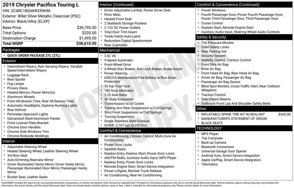 Used 2019 Chrysler Pacifica Touring-L FWD image 4