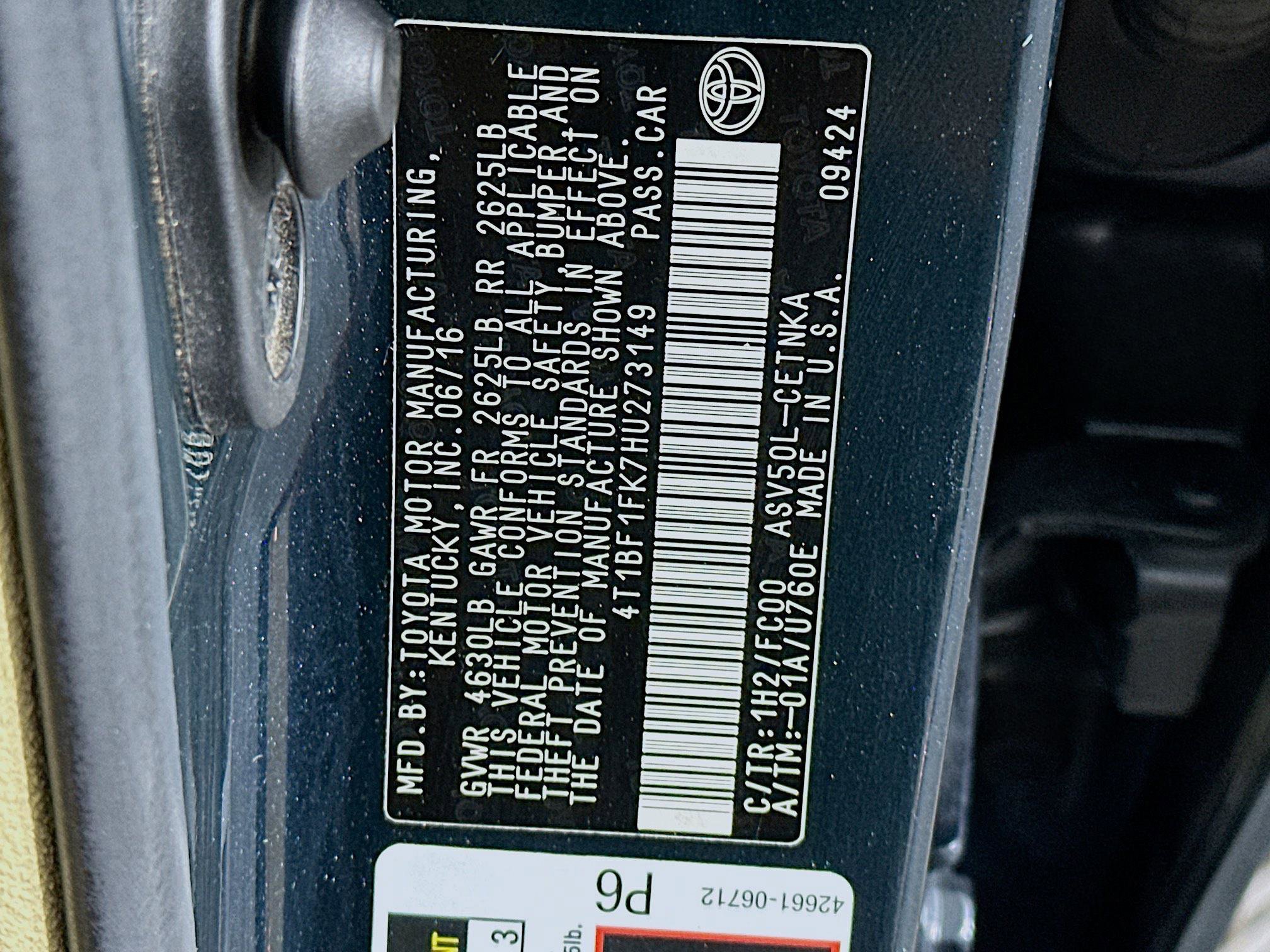 Used 2017 Toyota Camry LE w/ Protection Package (Q2) FWD image 12