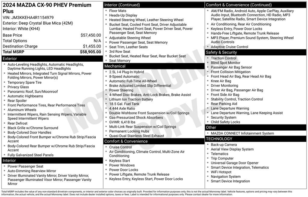 Used 2024 MAZDA CX-90 Plug-In Hybrid w/ Premium Plus image 5