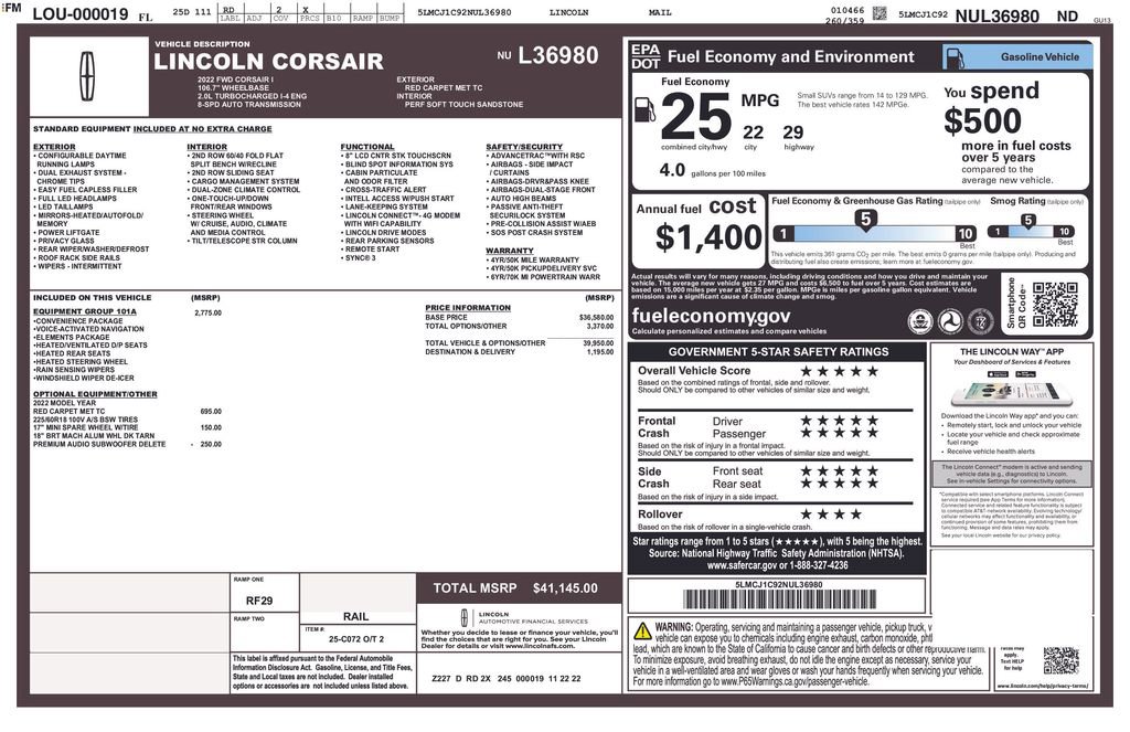 Used 2022 Lincoln Corsair FWD w/ Equipment Group 101A image 17