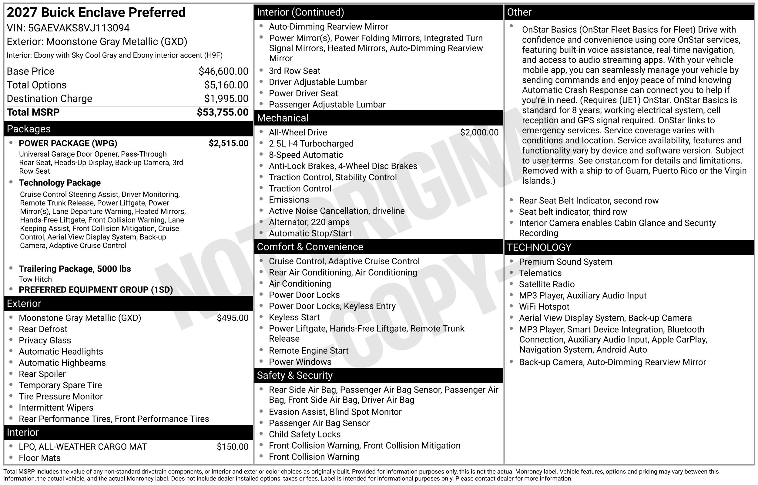 New 2027 Buick Enclave Preferred w/ Power Package AWD/4WD image 3