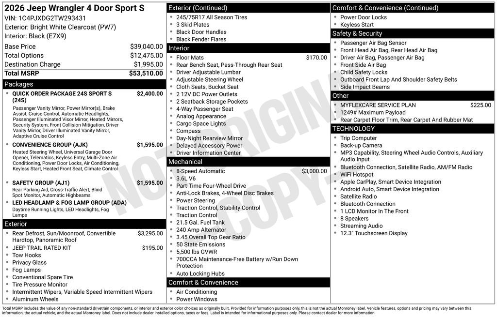 New 2026 Jeep Wrangler Unlimited Sport AWD/4WD image 5
