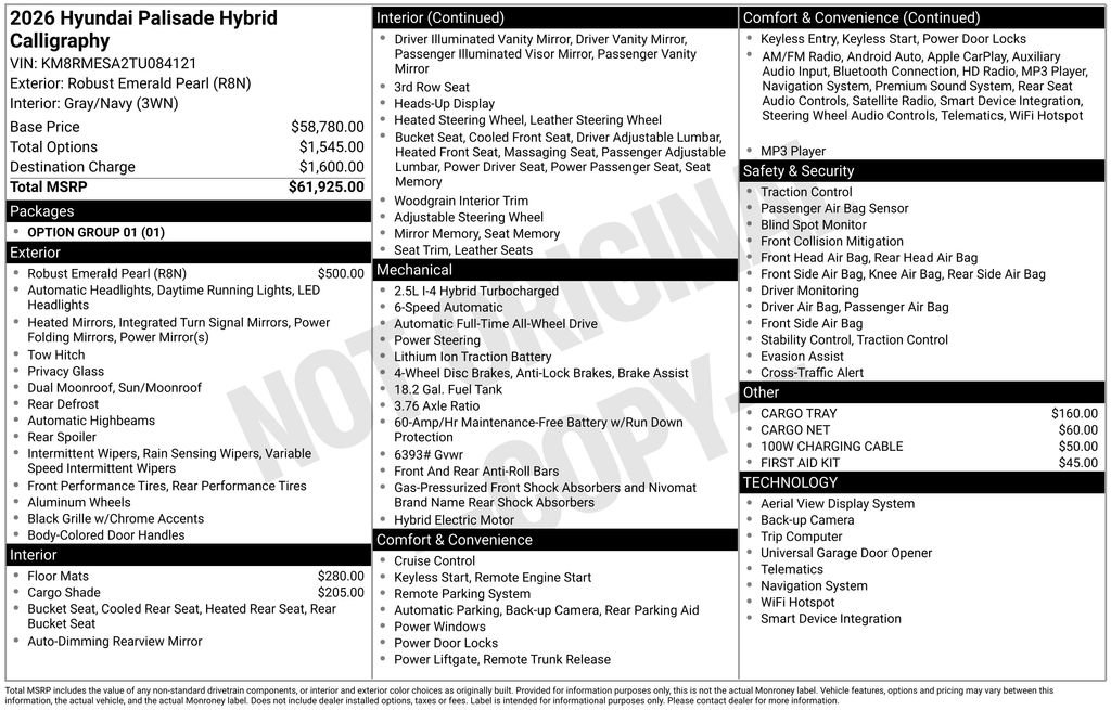 New 2026 Hyundai Palisade Calligraphy AWD/4WD image 28