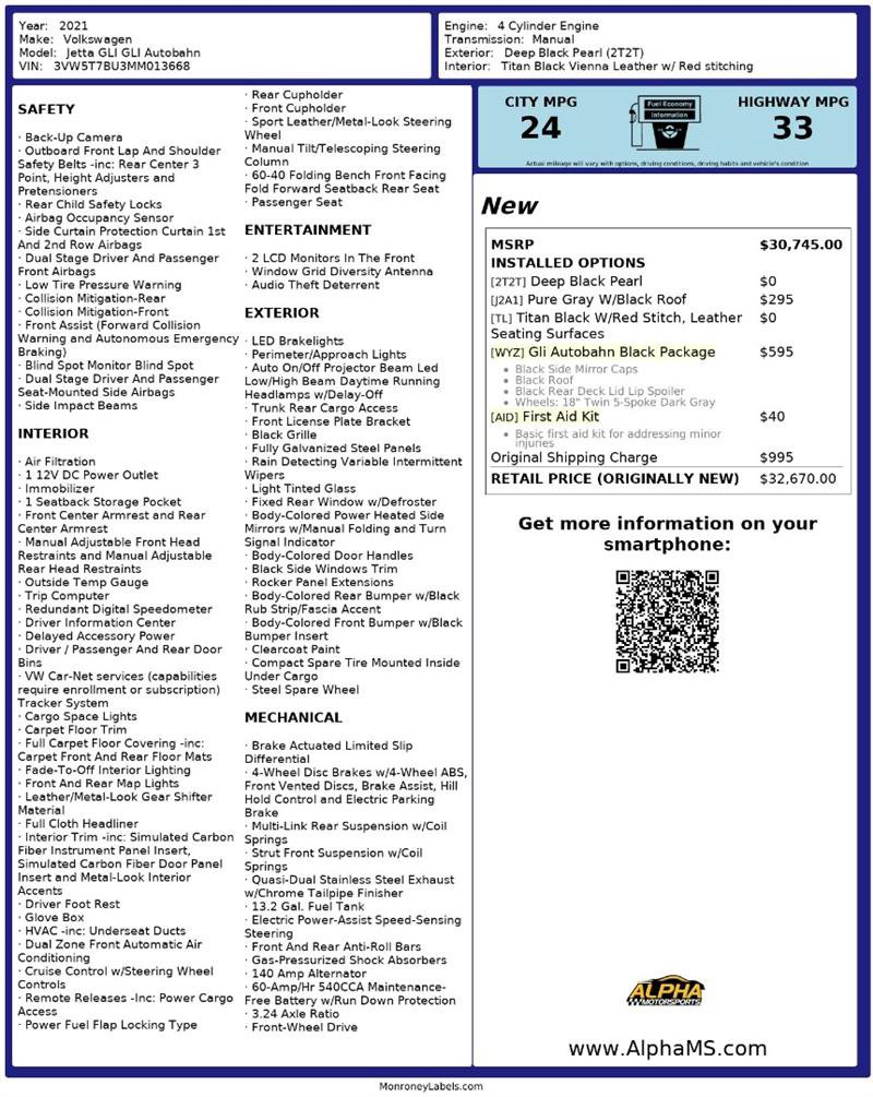 Used 2021 Volkswagen Jetta GLI Autobahn w/ GLI Autobahn Black Package image 3