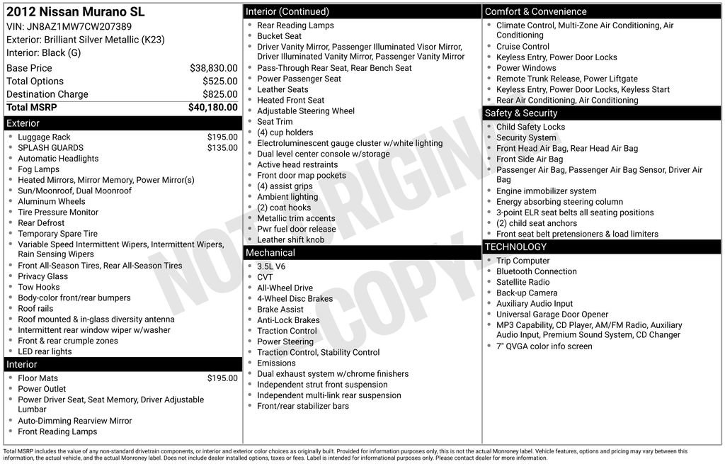 Used 2012 Nissan Murano SL AWD/4WD image 19
