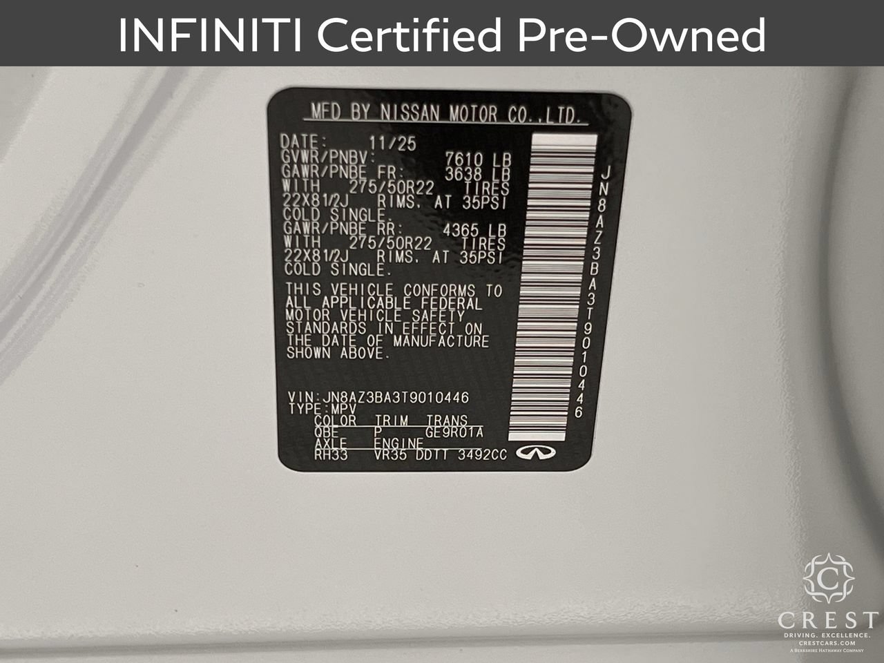 Certified 2026 INFINITI QX80 Luxe w/ Cargo Package RWD image 34