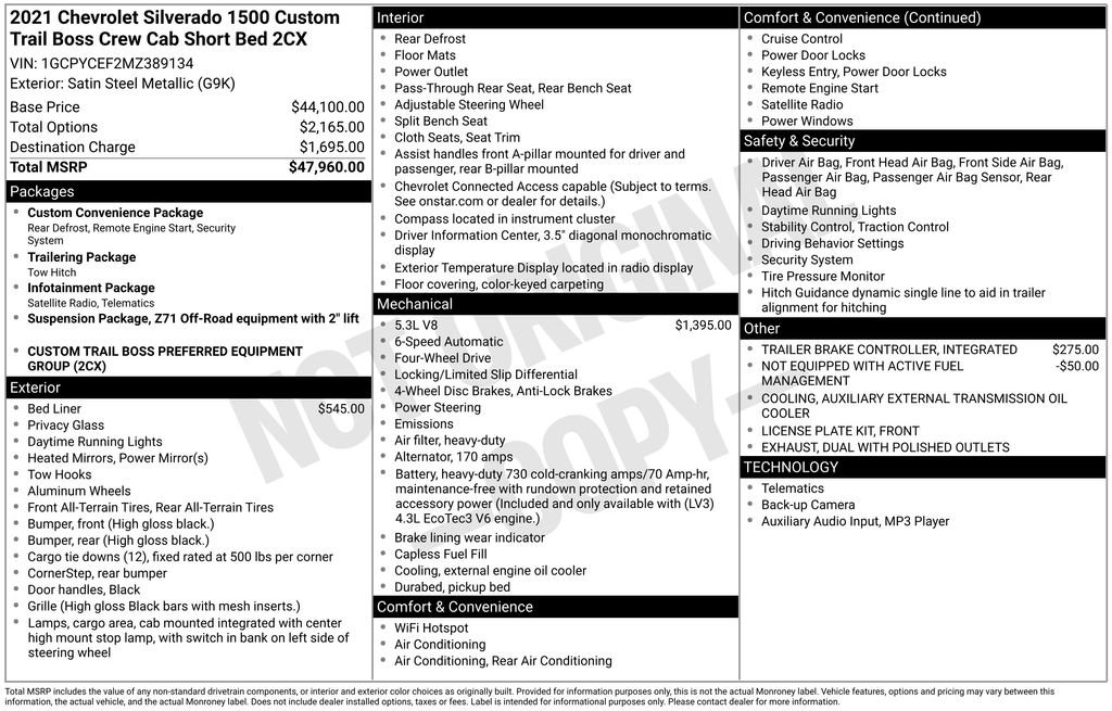 Used 2021 Chevrolet Silverado 1500 Custom Trail Boss image 7