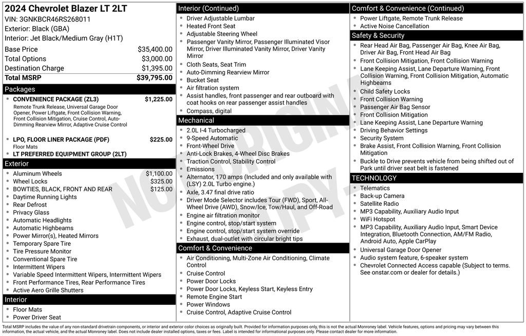 Used 2024 Chevrolet Blazer LT w/ Convenience Package FWD image 32